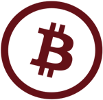 Simbol Bitcoin dalam lingkaran